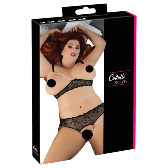 Cottelli Grande Taille - ensemble soutien-gorge perlé (noir) - 2XL