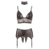 Cottelli Bondage - ensemble lingerie en dentelle brillante (4 pièces)