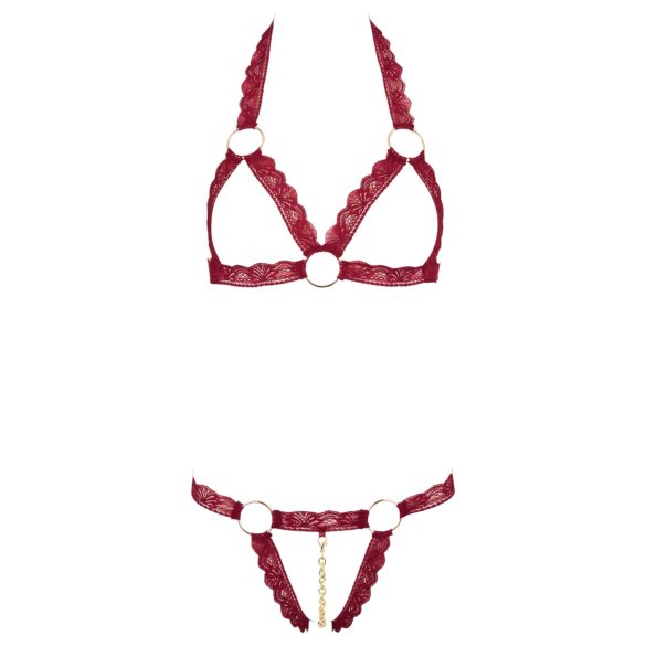Cottelli - ensemble soutien-gorge ouvert à anneaux métal - rouge