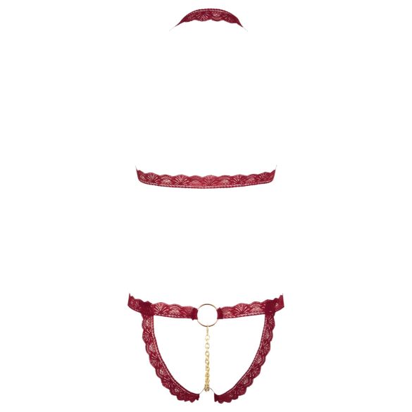 Cottelli - ensemble soutien-gorge ouvert à anneaux métal - rouge