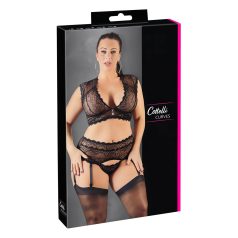   Cottelli Plus Size - ensemble lingerie en dentelle avec strass - noir - XL