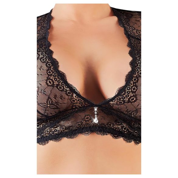 Cottelli Plus Size - ensemble lingerie en dentelle avec strass - noir - 2XL
