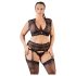 Cottelli Plus Size - ensemble lingerie en dentelle avec strass - noir - 3XL