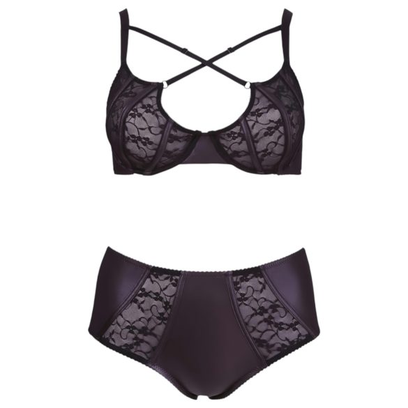 Cottelli Grande Taille - soutien-gorge croisé et culotte (noir)