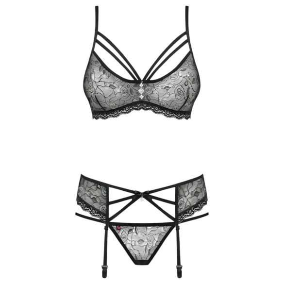 Obsessive - ensemble lingerie avec strass - noir - L/XL