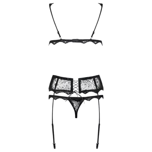 Obsessive - ensemble lingerie broderie fine - noir