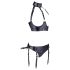 Cottelli Bondage - Ensemble noir brillant avec soutien-gorge et menottes - L