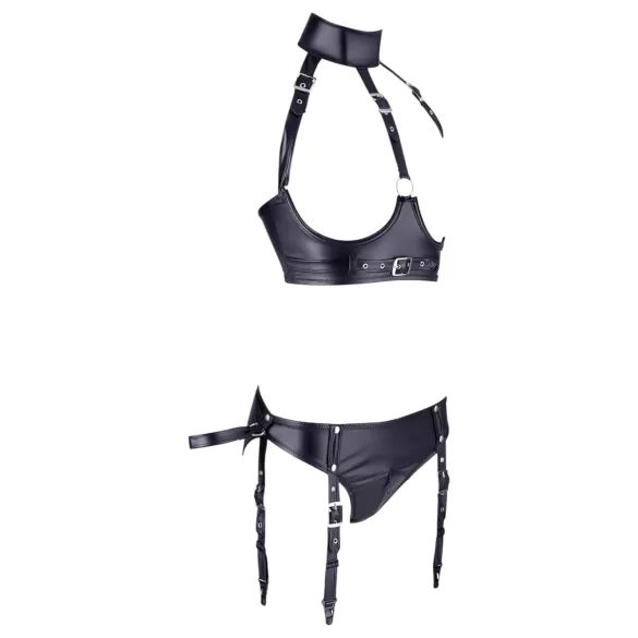 Cottelli Bondage - ensemble soutien-gorge brillant avec menottes - noir - XL
