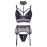 Cottelli Bondage - ensemble de lingerie dentelle avec menottes (noir)