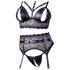 Cottelli Bondage - ensemble de lingerie dentelle avec menottes (noir)