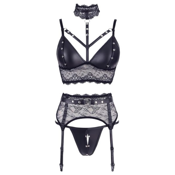 Cottelli Bondage - ensemble lingerie dentelle avec menottes - noir - M