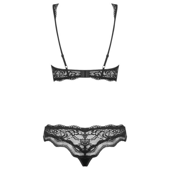 Obsessive Luvae - ensemble soutien-gorge fleurs strass - dentelle noire