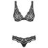 Obsessive Luvae - ensemble soutien-gorge fleurs strass - dentelle noire - L/XL