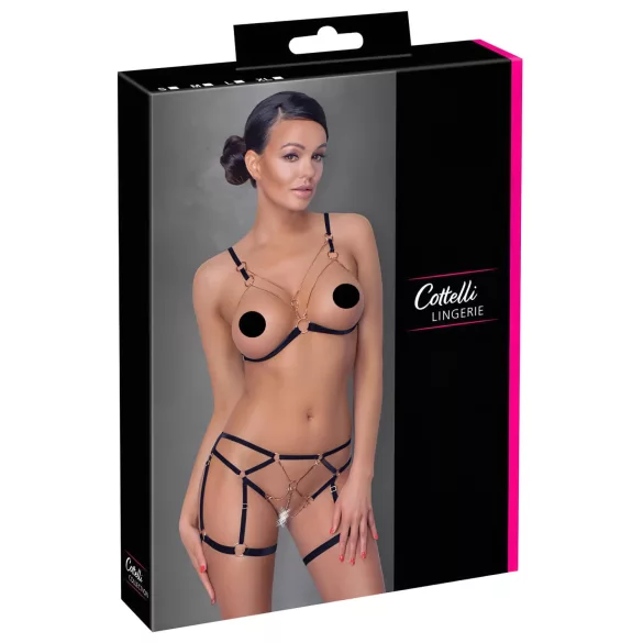 Cottelli - harnais corporel avec chaînes - 2 pièces - noir - M