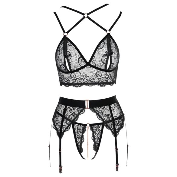 Abierta Fina - ensemble lingerie dentelle - noir - lot de 3 pièces