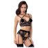 Abierta Fina - ensemble lingerie dentelle - noir - lot de 3 pièces - L