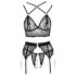 Abierta Fina - ensemble lingerie dentelle - noir - lot de 3 pièces - L