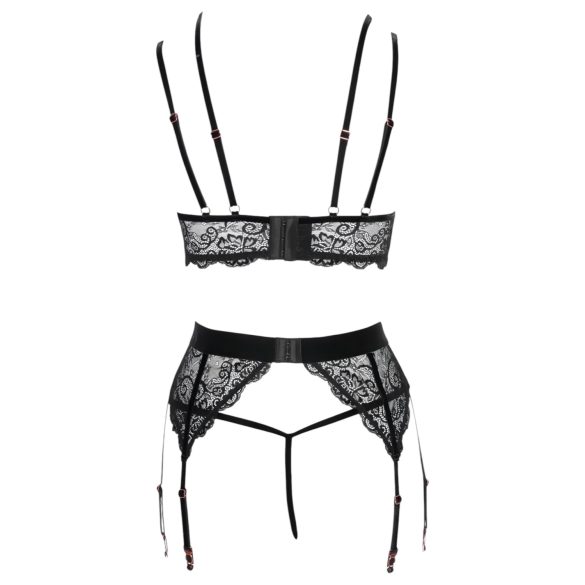 Abierta Fina - ensemble lingerie dentelle - noir - lot de 3 pièces - L