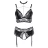 Cottelli Curves - ensemble lingerie effet brillant - noir - 3XL