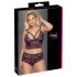 Cottelli Plus Size - ensemble soutien-gorge fleuri (noir-violet) - 3XL/4XL