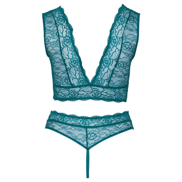 Cottelli Courbes - ensemble de lingerie en dentelle à lacets (bleu)