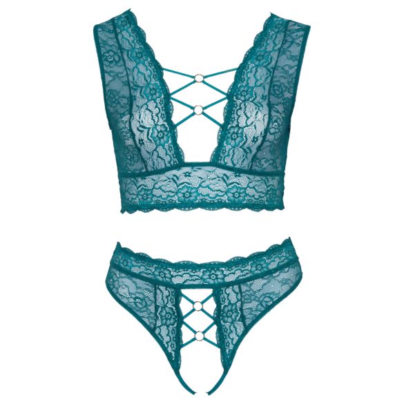 Cottelli Courbes - ensemble de lingerie en dentelle à lacets (bleu) - 2XL