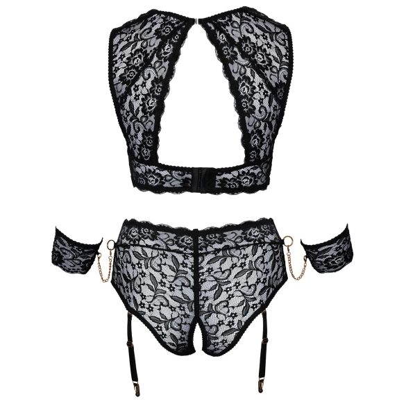 Cottelli Bondage Plus Size - Ensemble soutien-gorge dentelle (noir) - 3XL