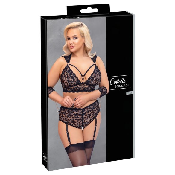 Cottelli Bondage Plus Size - Ensemble soutien-gorge dentelle (noir) - 4XL