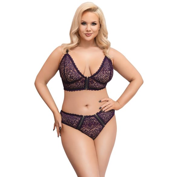 Cottelli Plus - Ensemble soutien-gorge transparent motifs (violet)