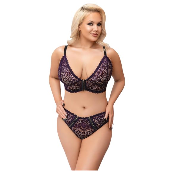 Cottelli Plus - Ensemble soutien-gorge transparent motifs (violet)