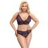 Cottelli Plus - Ensemble soutien-gorge transparent motifs (violet) - 2XL