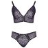 Cottelli Plus - Ensemble soutien-gorge transparent motifs (violet) - 2XL