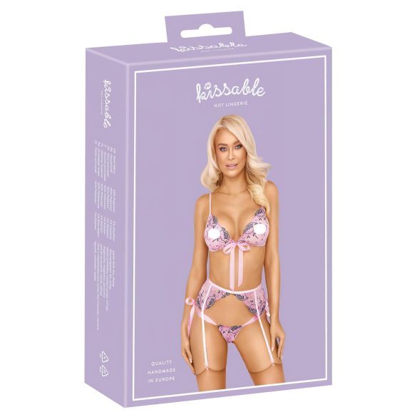 Kissable - ensemble lingerie broderie florale - rose
