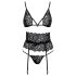 Ensemble soutien-gorge baiser - noir avec ceinture - L/XL