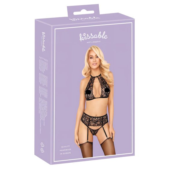 Kissable - Ensemble soutien-gorge dentelle noir dos nu - L/XL