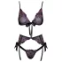 Kissable - soutien-gorge noir brodé rose-lilas - L/XL