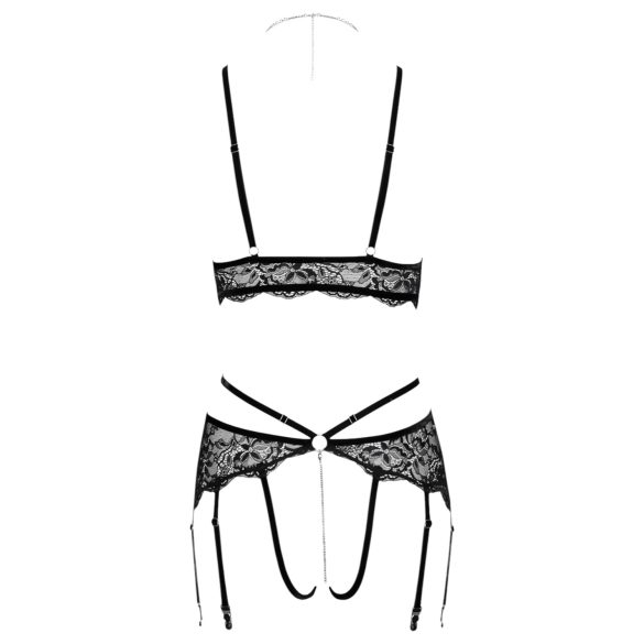 Ensemble Soutien-Gorge Dentelle Ouvert Fina (Noir) - XL