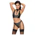 Cottelli Bondage - ensemble soutien-gorge brillant avec menottes (noir) - M