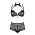 Obsessive Elizenes - ensemble soutien-gorge transparent à motifs (noir) - L/XL