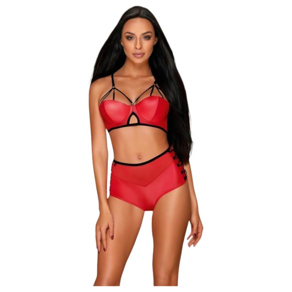 Ensemble soutif effet cuir Obsessive Leatheria (rouge) - S/M