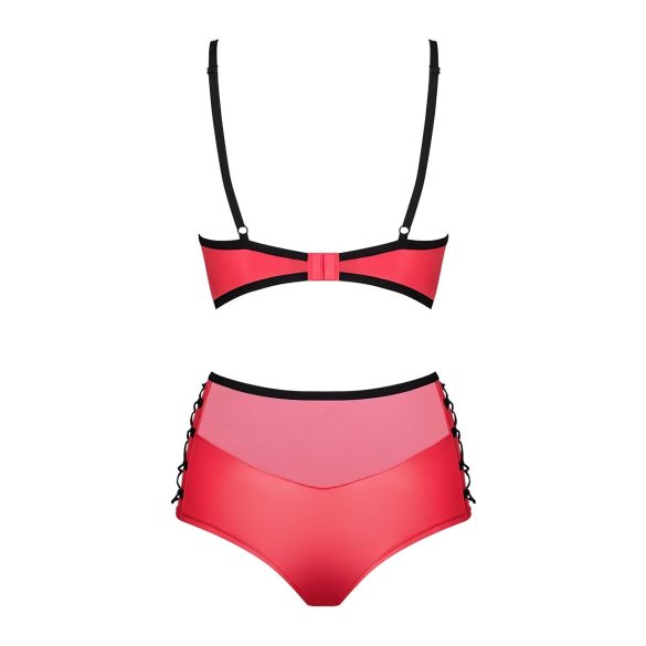 Ensemble soutif effet cuir Obsessive Leatheria (rouge) - S/M