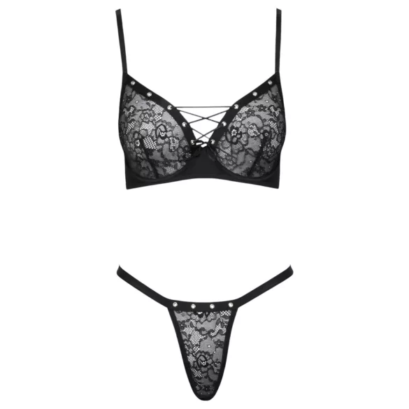 Cottelli Party - ensemble soutien-gorge lacé - noir - 85C/L