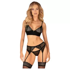   Obsessive Chemeris - ensemble soutien-gorge avec porte-jarretelles (noir) - M/L