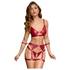   Cottelli Bondage - ensemble soutien-gorge brillant & menottes (rouge) - L