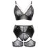 Cottelli Curves - ensemble lingerie dentelle et simili cuir - noir