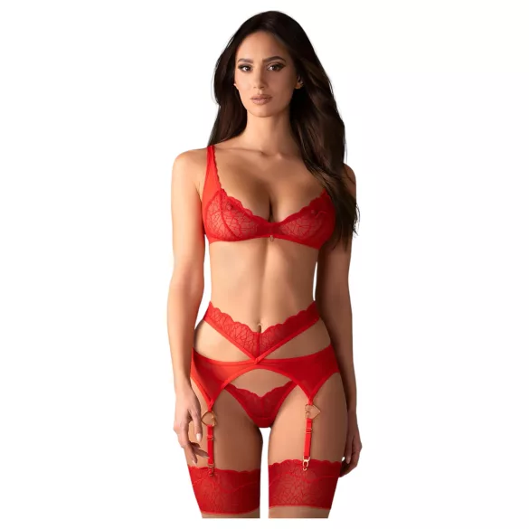 Obsessive Cupid Desir - ensemble lingerie dentelle - rouge - L/XL