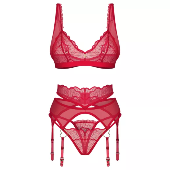 Obsessive Cupid Desir - ensemble lingerie dentelle - rouge - L/XL
