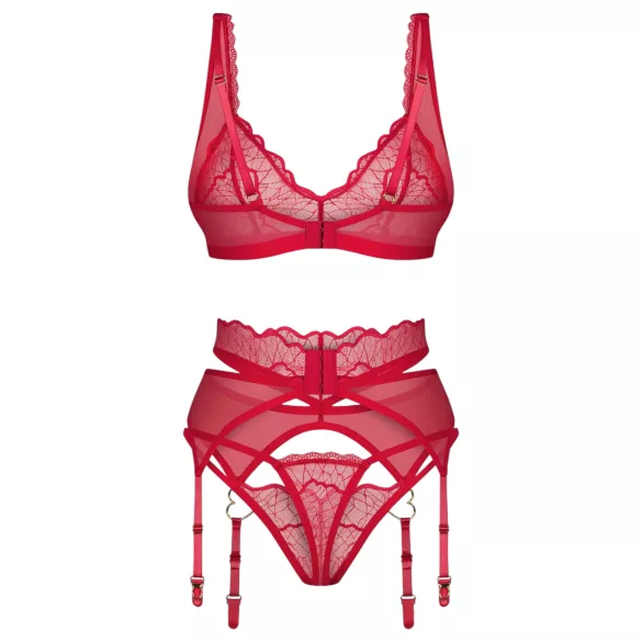 Obsessive Cupid Desir - ensemble lingerie dentelle - rouge - L/XL