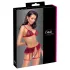 Cottelli - ensemble de lingerie à carreaux avec porte-jarretelles (carreaux rouges)