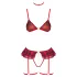 Cottelli - ensemble de lingerie à carreaux avec porte-jarretelles (carreaux rouges)